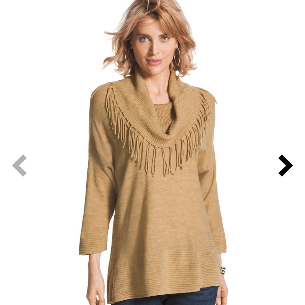 Chico’s Fringe Cowl Neck Sweater